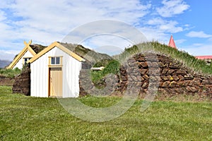 Grass-covered Houses in Glaumbaer in Iceland