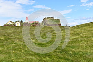 Grass-covered Houses in Glaumbaer in Iceland