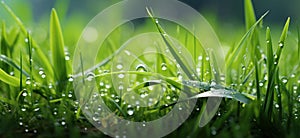 grass with dew drops, serene atmospheres