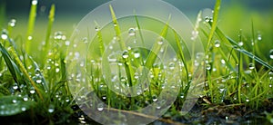 grass with dew drops, serene atmospheres