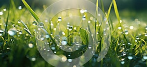 grass with dew drops, serene atmospheres