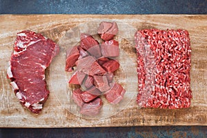Grass fed raw angus beef meat