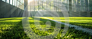 grass field in an indoor training sports field