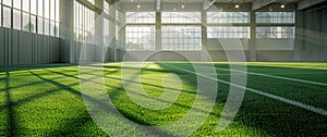 grass field in an indoor training sports field