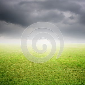 Grass fields and Beautiful rainclouds photo