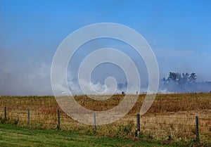 Grass Fire On Alberta Prairie