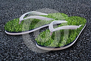 Grass flip-flops photo
