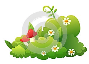 Grass, flower and mushroom
