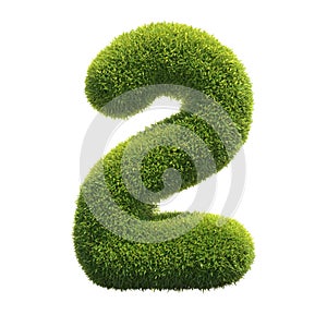 Grass font 3d rendering number 2