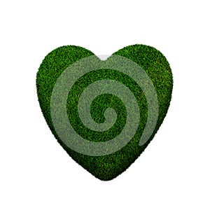 Grass heart isolated on white background