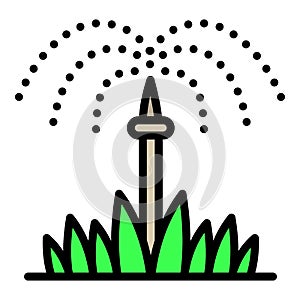 Grass irrigation icon, outline style
