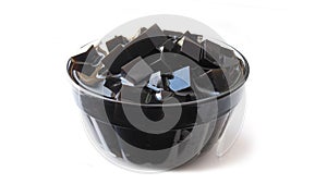 Grass Jelly dessert in glass bowl