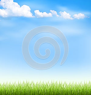 Grass lawn with clouds on blue sky