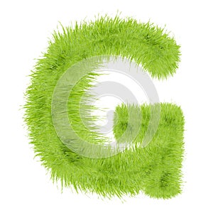 Grass letter on white background