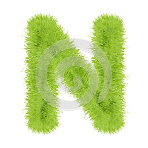 Grass letter on white background