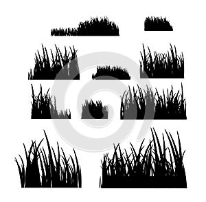 Grass meadow border vector pattern. Spring or summer plant field lawn. Black and white grass background