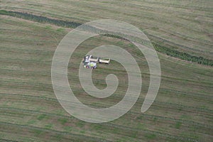 Grass mowing on the field