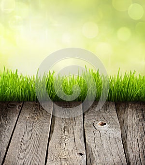 Grass and planks abstract background