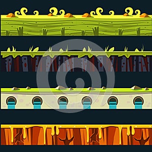 Grass Platformer Level Floor Design Set