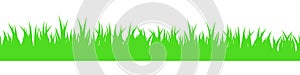 Grass seamless border. Seamless line green grass. Vector clipart isolated on white background.