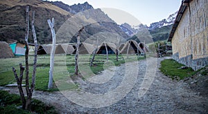 Grass sleeping huts in Peru