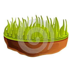 Grass soil icon, cartoon style