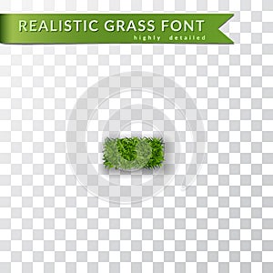 Grass symbol minus, hyphen, dash 3D text, alphabet 3D design. Green font isolated white transparent background. Symbol photo