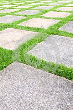 Grass tiles walk way