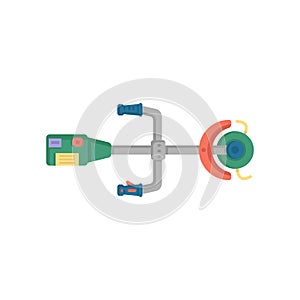 Grass trimmer in flat style