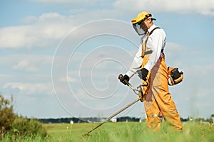 Grass trimmer works