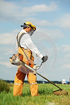 Grass trimmer works