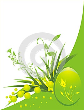 Grass, twigs and decorative egg