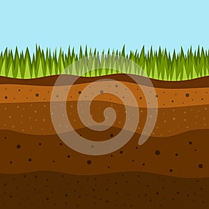 Grass with underground layers of earth, vector illustration