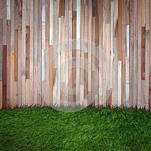 Grass and wooden wall