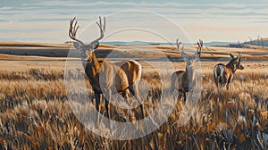 Grassland Grace, Elegant Grazers of the Open Plains. Generative Ai