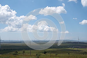 The grassland scenery of Zhangbei County under the blue sky and white clouds