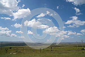 The grassland scenery of Zhangbei County under the blue sky and white clouds