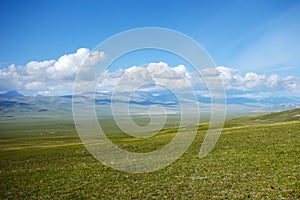 Grassland with white clouds