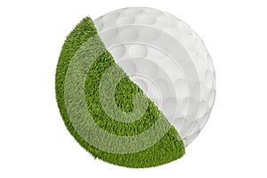 Grassy golf ball concept, 3D rendering