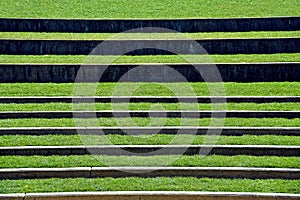 Grassy seating in outdoor amphitheater