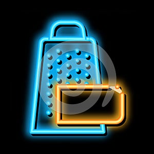 grate cheese neon glow icon illustration