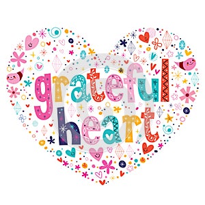 Grateful heart typography lettering card