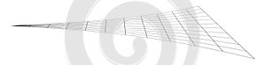Graticule grid, mesh plane with deform, distortion effect. Reticulate, grate, plexus abstract pattern
