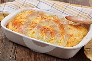 Gratin with pasta and cheese photo