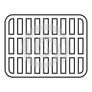 Grating grate lattice trellis net mesh BBQ grill grilling surface rectangle shape roundness contour outline line icon black color