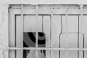 Grating of old window in black and white