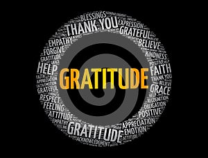 Gratitude circle word cloud, concept background