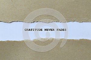 gratitude never fades on white paper