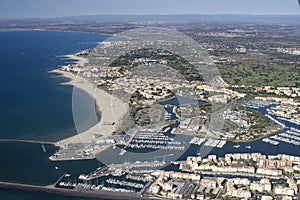 Grau d'Agde - South of France. Aerial view