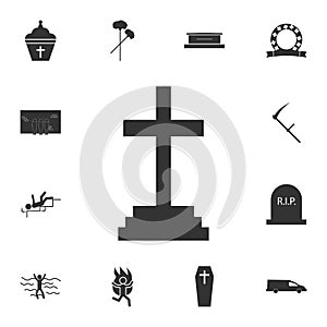 Grave icon , Christian Cross icon. Detailed set of death icons. Premium quality graphic design. One of the collection icons for we